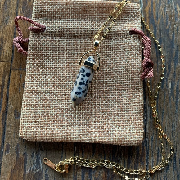 Dalmatian Jasper Point Pendant Dalmatian Jasper Necklace Minimalist Necklace - Picture 2 of 4